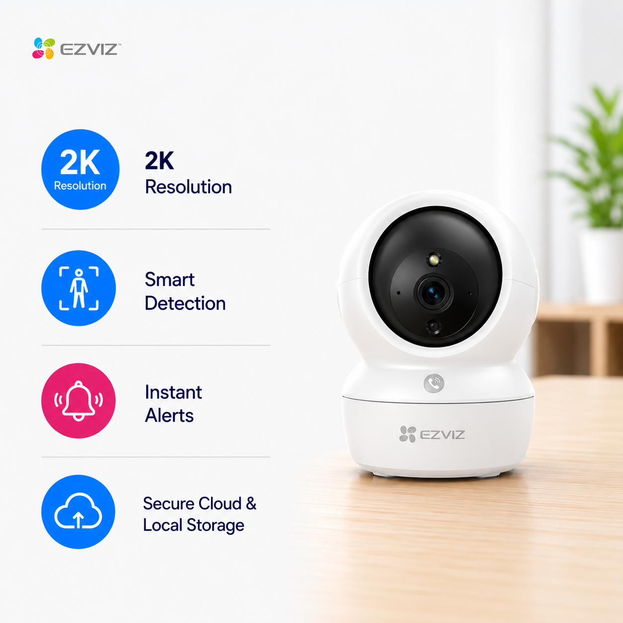 EZVIZ H6c Pro 2K - Pan & Tilt Indoor Wifi Camera