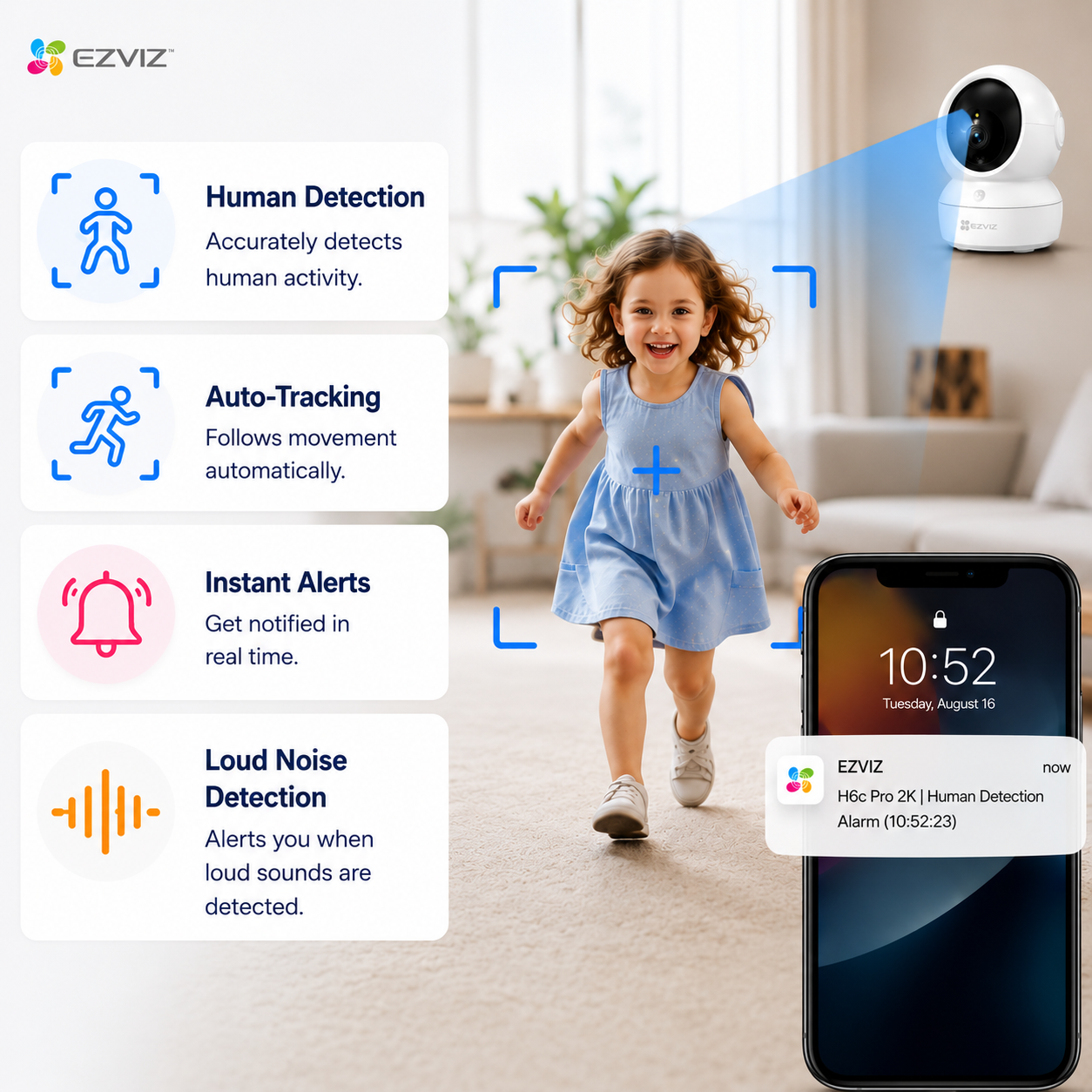 EZVIZ H6c Pro 2K - Pan & Tilt Indoor Wifi Camera