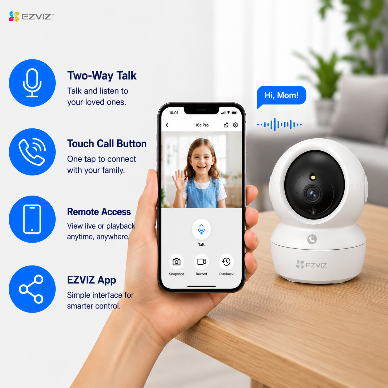 EZVIZ H6c Pro 2K - Pan & Tilt Indoor Wifi Camera