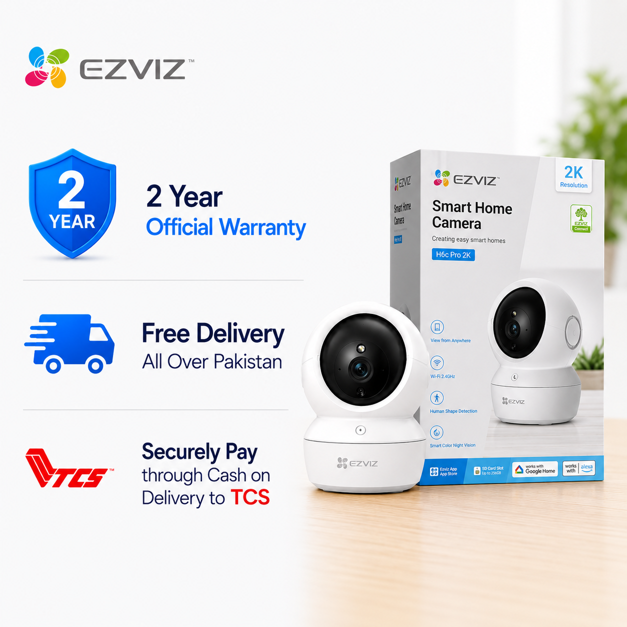 EZVIZ H6c Pro 2K - Pan & Tilt Indoor Wifi Camera