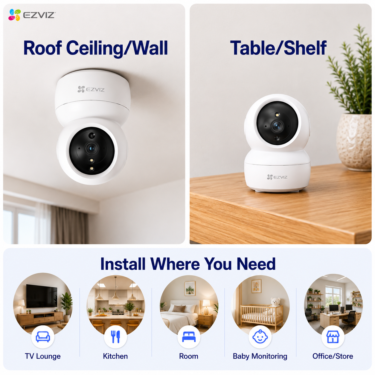 EZVIZ H6c Pro 2K - Pan & Tilt Indoor Wifi Camera